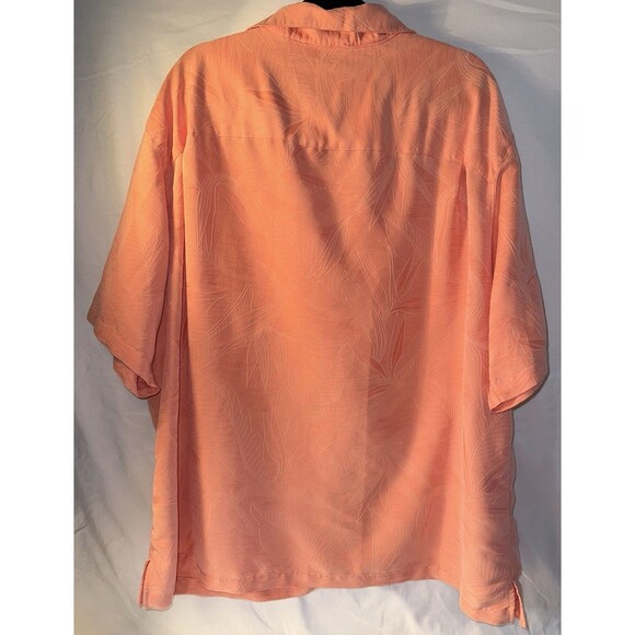 Caribbean Men’s Short Sleeve Modal PolyesterButton Down, Sz 3XB, Hawaiian, Peach - Picture 5 of 10